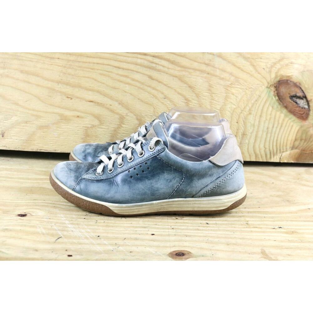 Ecco Sneakers Womens 39 Chase II Sz 8.5 Blue Distressed Leather Shoes Athletic